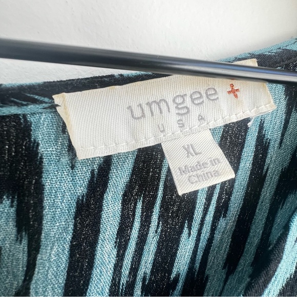 Umgee Plus Ikat Print High Low Dress XL Ruffle Boho Hippie Ruffle Tie Waist - Picture 7 of 16